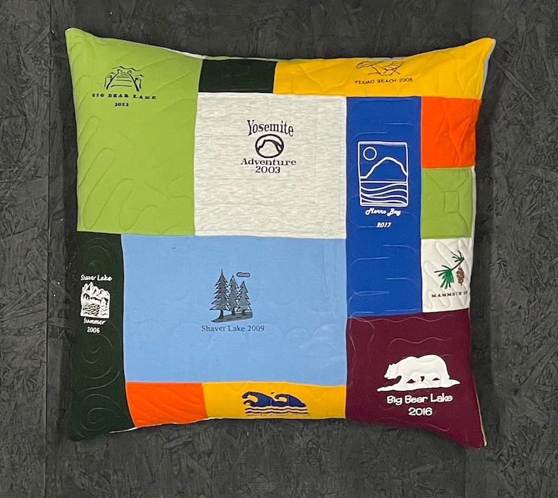 Pillow by Too Cool T-shirt Quilts